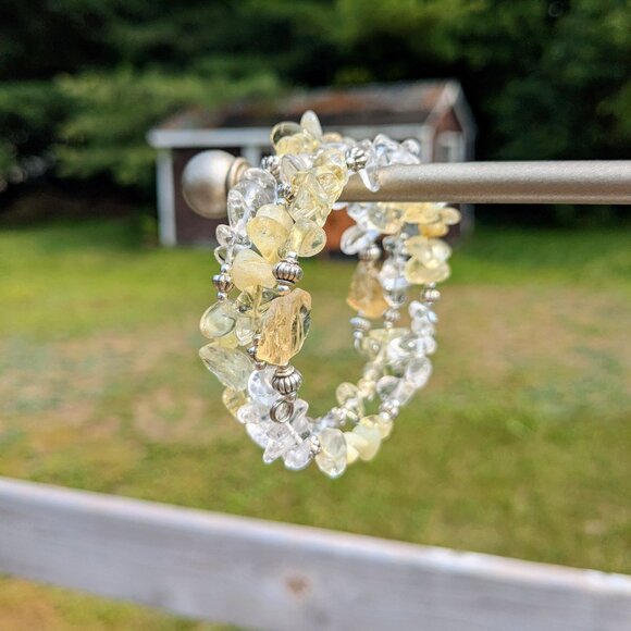 Citrine and Clear Quartz Crystal Gemstone Bracelet - Picture 8 of 13